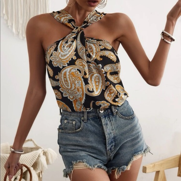 Boho Floral Paisley Print Tank Top Blouse - Picture 5 of 12